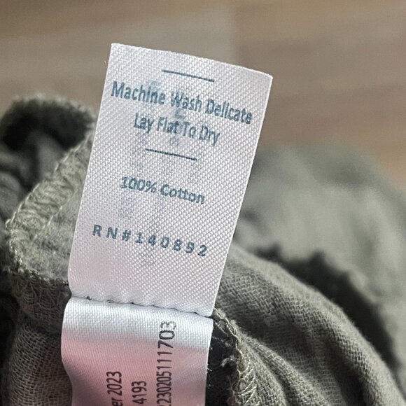 Marine Layer Corinne Wide leg Pant XS olive green gauze crop elastic waist - Picture 7 of 9